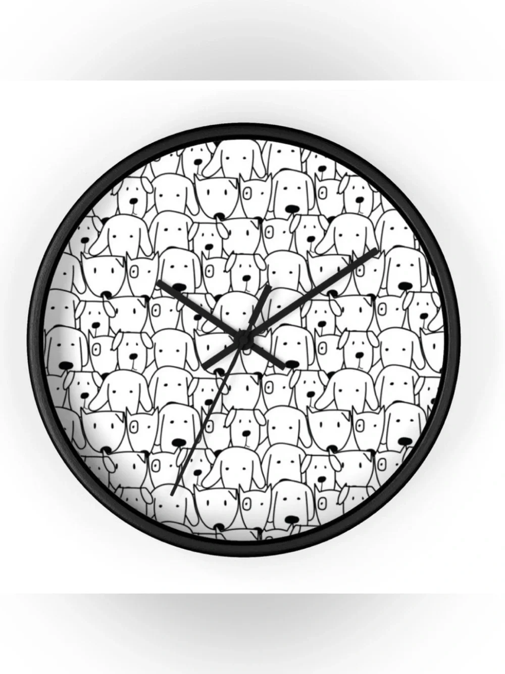 Black & White Dog Pattern Wall Clock